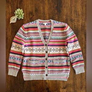 Sundance | Wool Blend Fair Isle Multicolor V-Neck Cardigan Sweater, Size PS